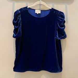 Sezane Velvet Puff Sleeve Top